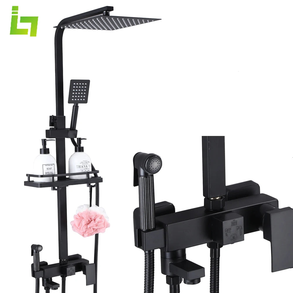 Matte Black Shower Faucet Rainfall High Quality All