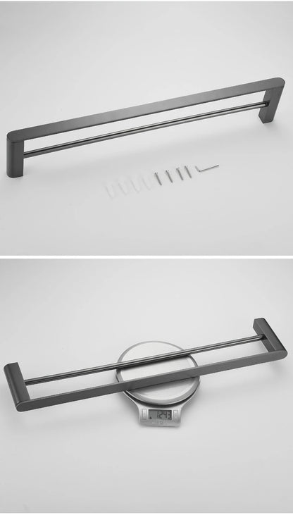 Gunmetal Grey Full Brass Bathroom Storage Towel Rack