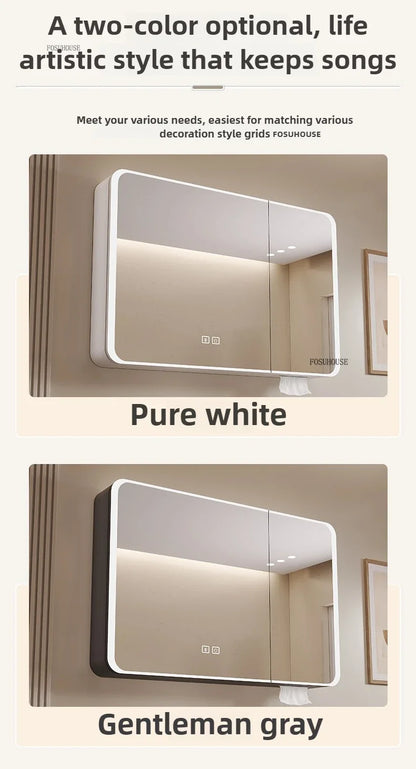 Arc-Shaped Smart Bathroom Mirror Cabinet Wall-Mounted Bathroom