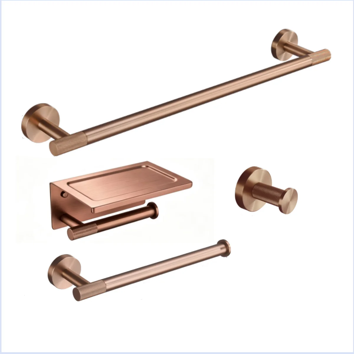 Brushed Rose Gold Brass Knurling Toilet Brush Holder