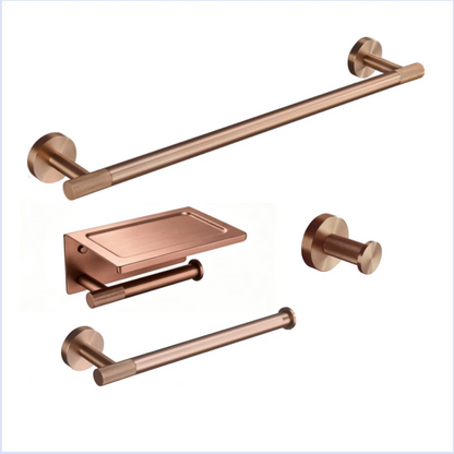 Brushed Rose Gold Brass Knurling Toilet Brush Holder