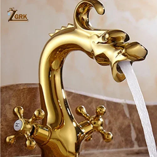 Zgrk Chinese Dragon Basin Faucet Bathroom Deck Mounted