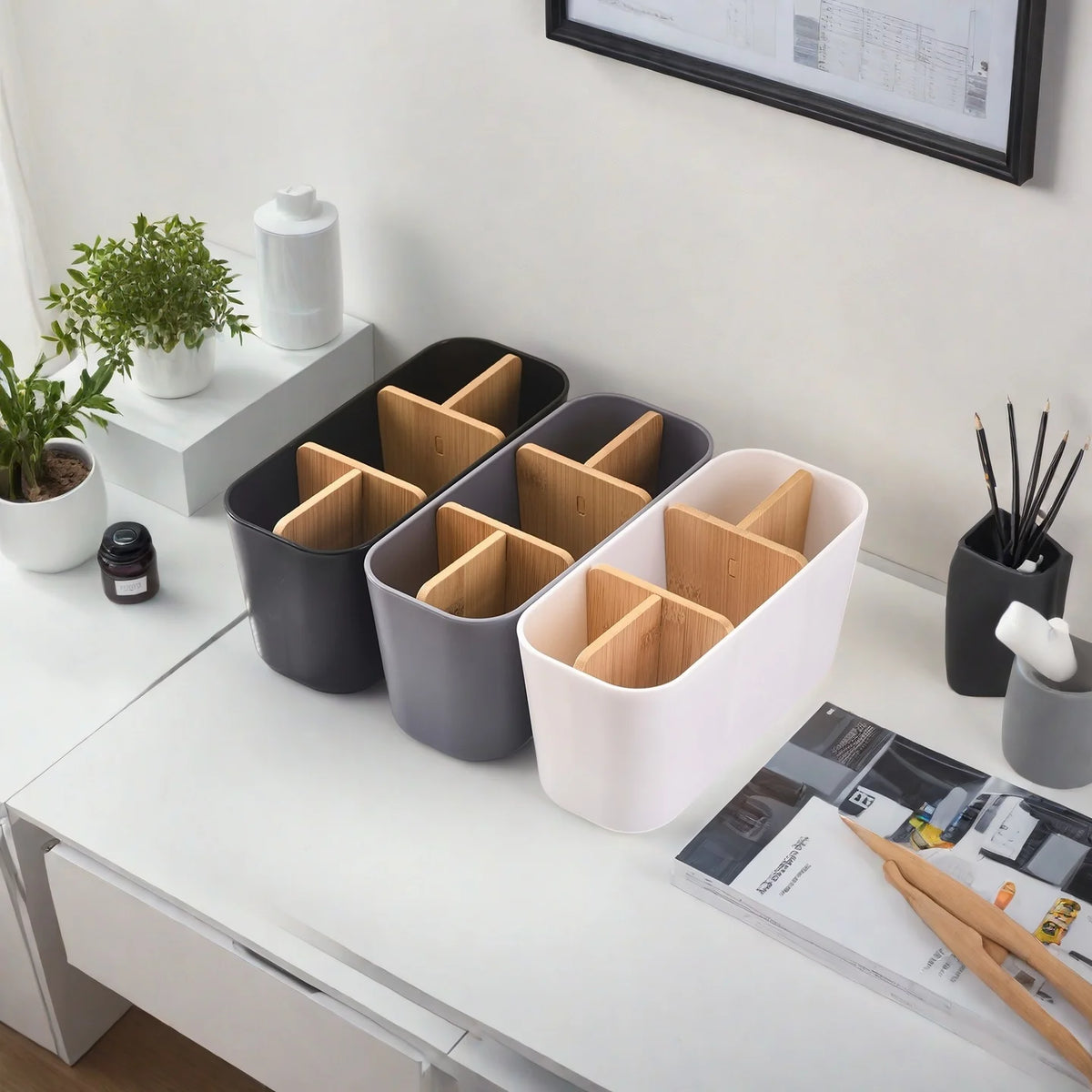 Toothbrush Holders Bathrooms Bamboo Tooth Brush Holder Slots