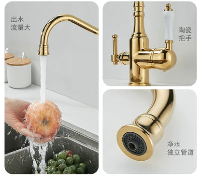 Brass Light Luxury Three-In-One Pure Water Faucet Sink