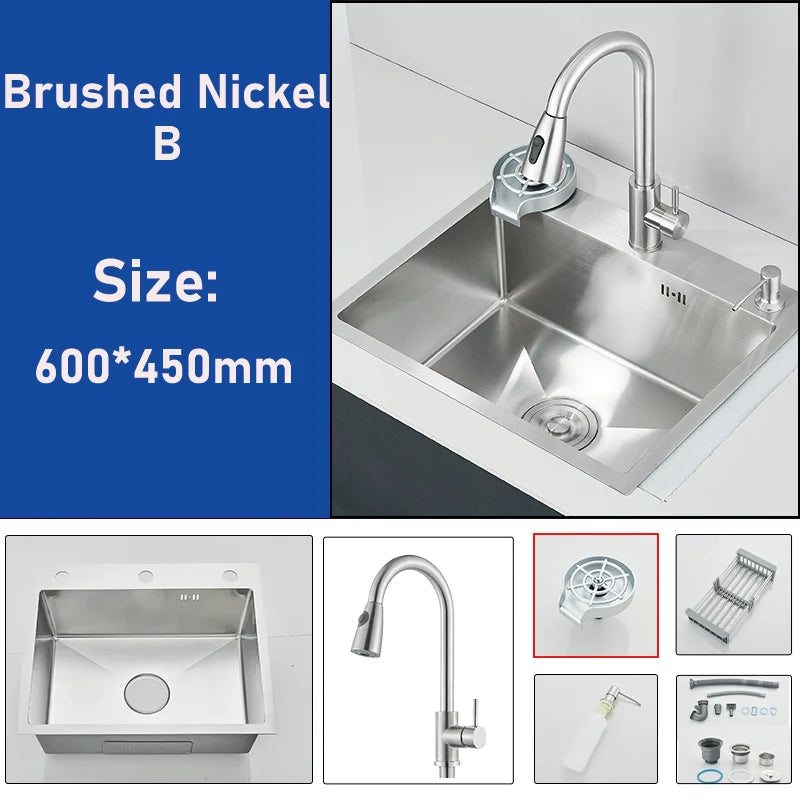 304 Stainless Steel Black/Brushed Nickel Sink Waterfall Faucet