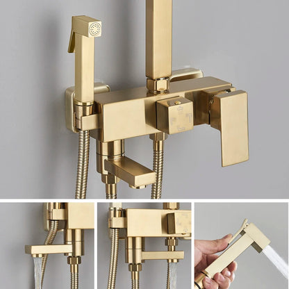 Golden Shower Faucet Rainfall 3/4-Way Bathtub Tap Bathroom