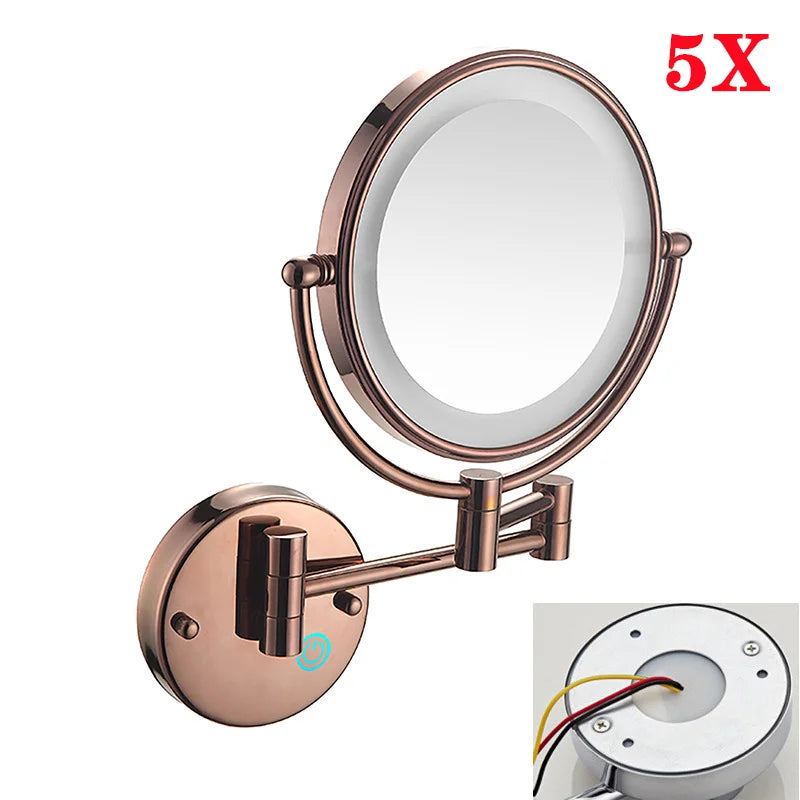 Brushed Gold Led Folding Touch Bathroom Mirrors Of
