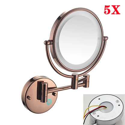 Brushed Gold Led Folding Touch Bathroom Mirrors Of