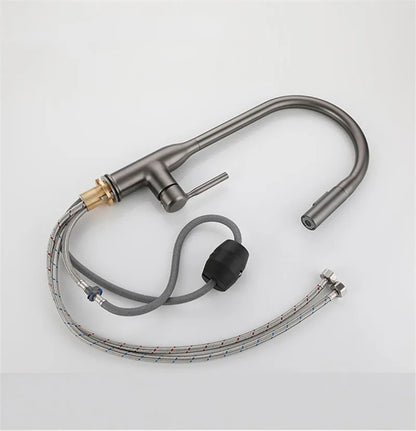 Gun Gray Pull-Out Sink Faucet Double Water Washbasin
