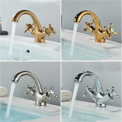 Senlesen Antique Faucet Bathroom Basin Faucet Two Handles