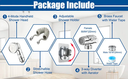 Handheld Faucet Water Diverting Shower Head External Rain