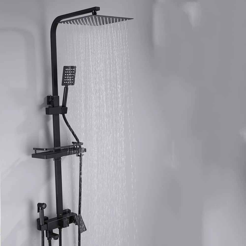 Matte Black Shower Faucet Rainfall High Quality All