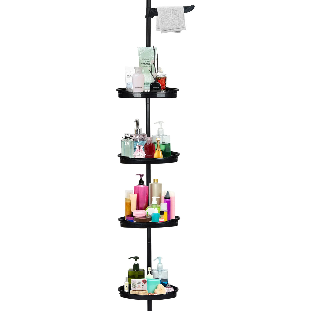 Corner Shower Caddy Tension Pole 4-Tier Adjustable Shelves