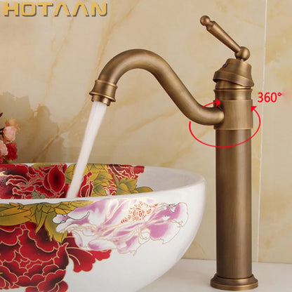Antique Bronze Finishing Output Bathroom Sink Faucet Tap