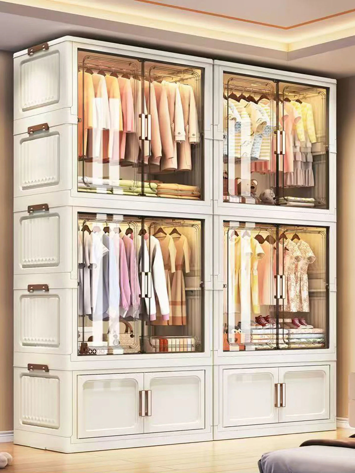 Multi-Functional Folding Storage Cabinet Doors White/Black/Gray