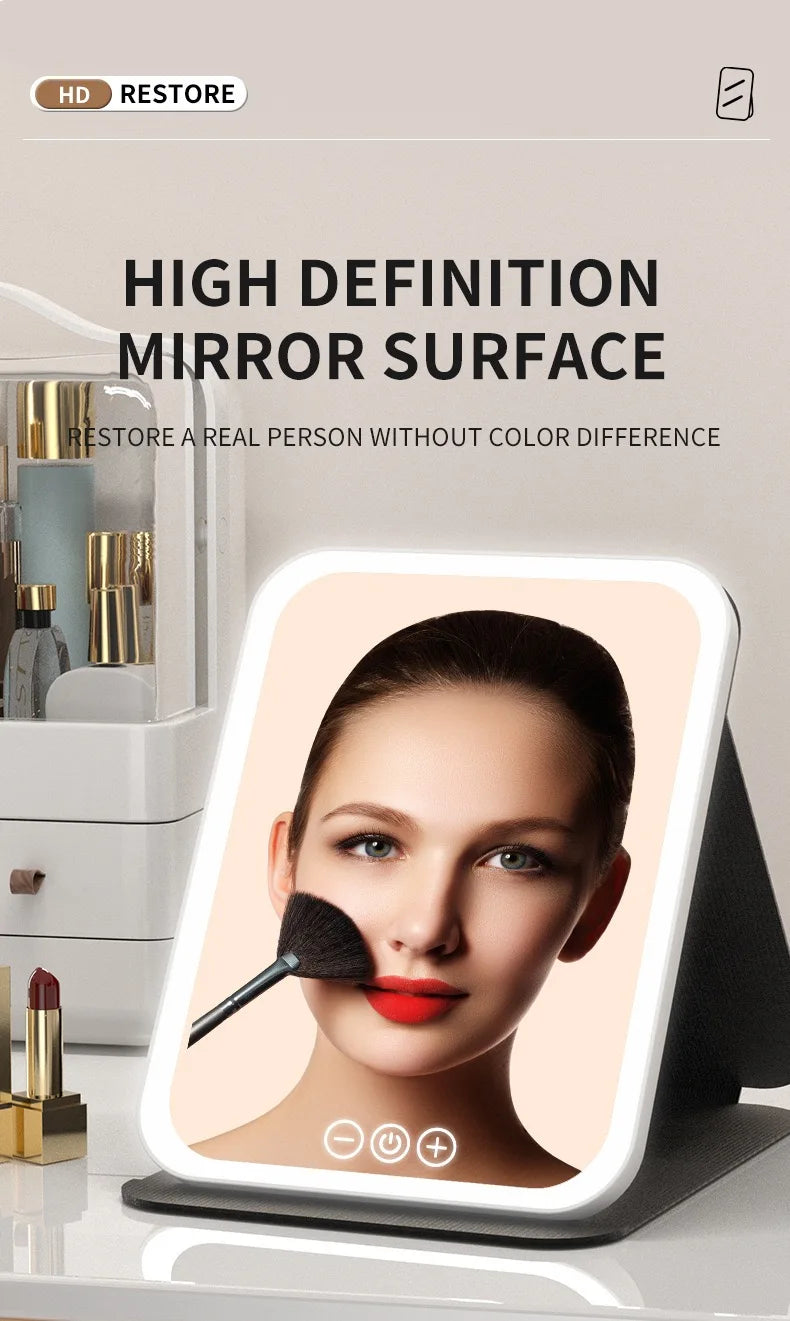 Led Lighted Makeup Mirror Foldable Rechargeable - Compact