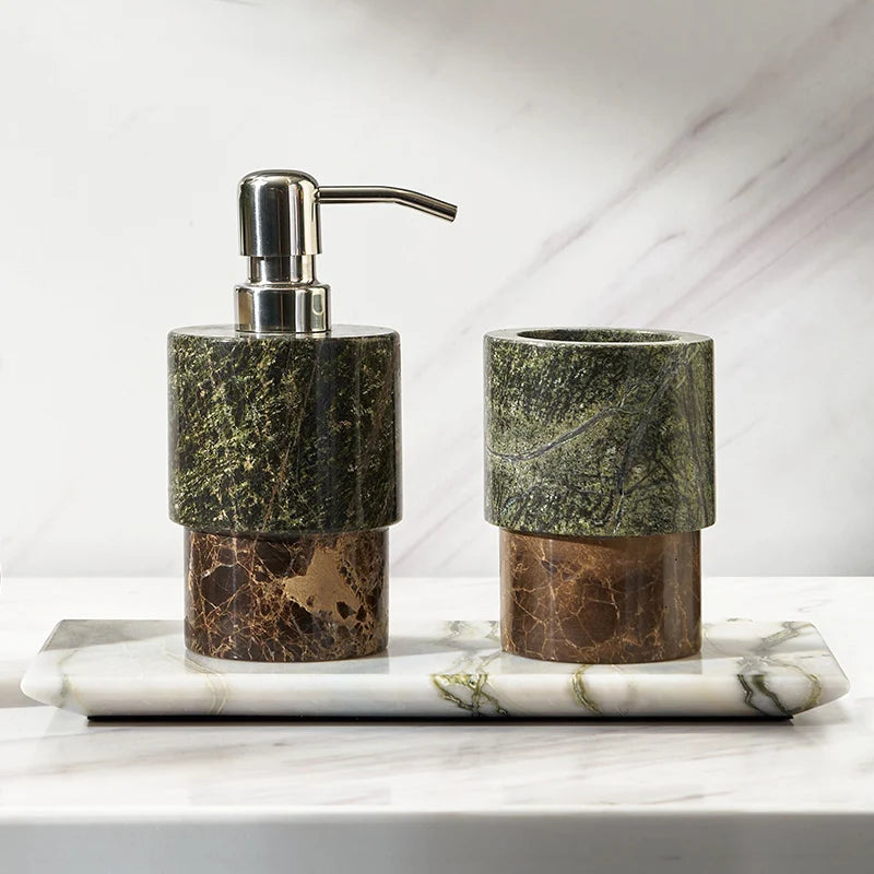 Nordic Color-Blocked Marble Lotion Bottle Aromatherapy Tray