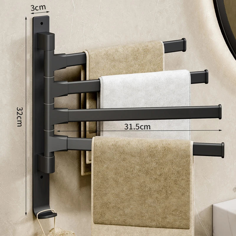 Bathroom Towel Rack Rotatable Towel Holder Space Aluminum