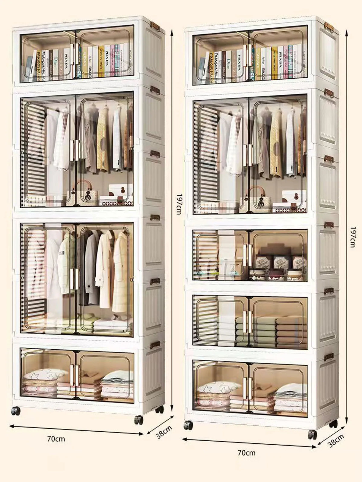 Multi-Functional Folding Storage Cabinet Doors White/Black/Gray