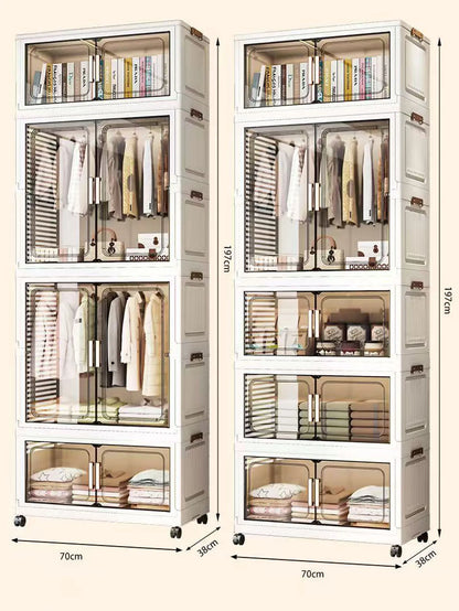Multi-Functional Folding Storage Cabinet Doors White/Black/Gray