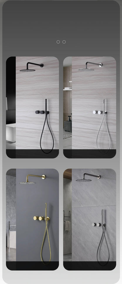 Bathroom Shower System Brushed Gold Cold Faucet Bath