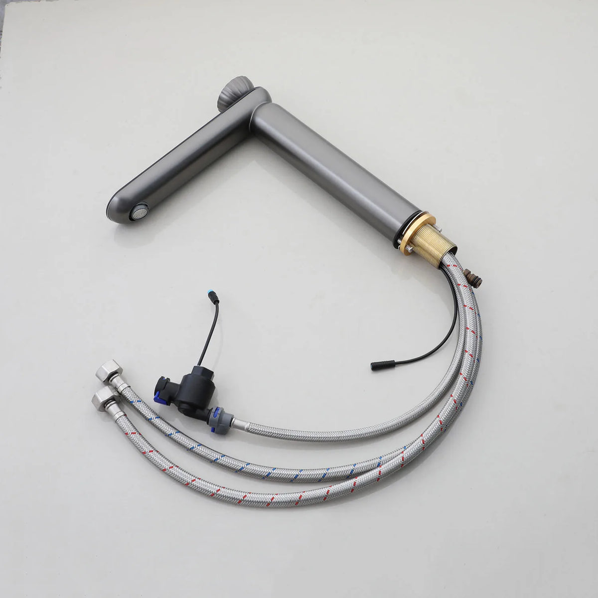 Zappo Gun Gray Digital Display Bathroom Faucet Brass