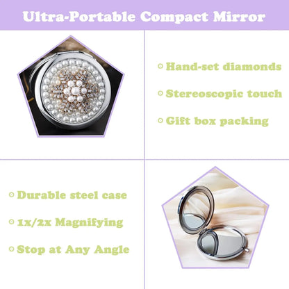 Compact Mirror 1x/2x Magnification Pocket Mirror Women 3inch