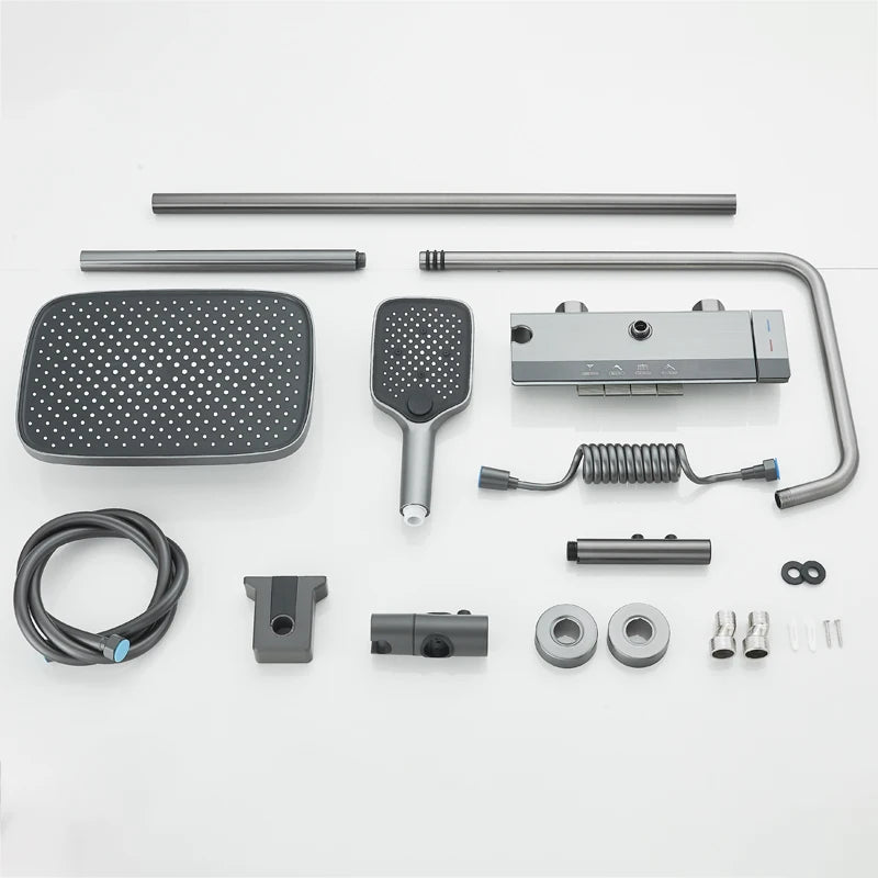 Shinesia Gray Rainfall Shower System Aluminium Tropical Shower
