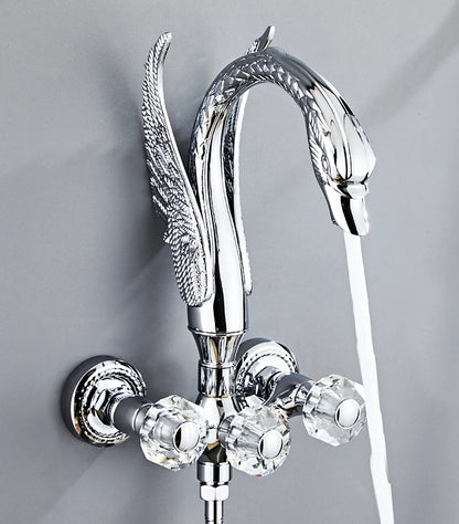 Ellen Bathtub Faucet Gold Swan Hand Shower Wall