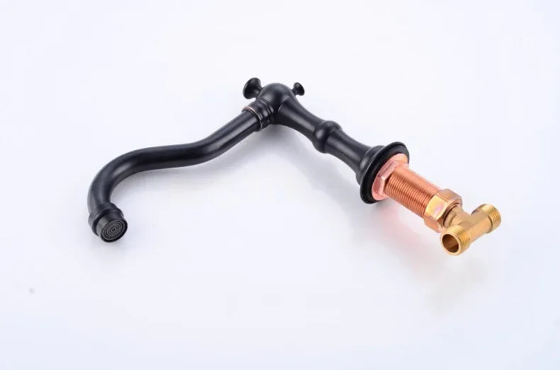 Zgrk Basin Faucet Black Brass Dual Handle Bathroom