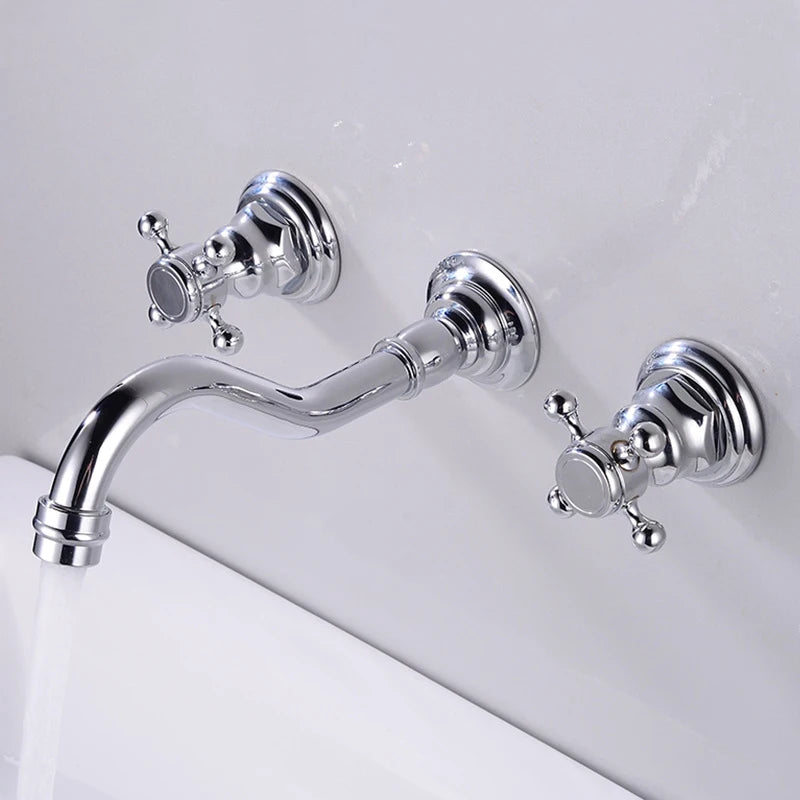 Kemaidi Bathroom Faucet Antique Brass Wall Mounted Bathroom