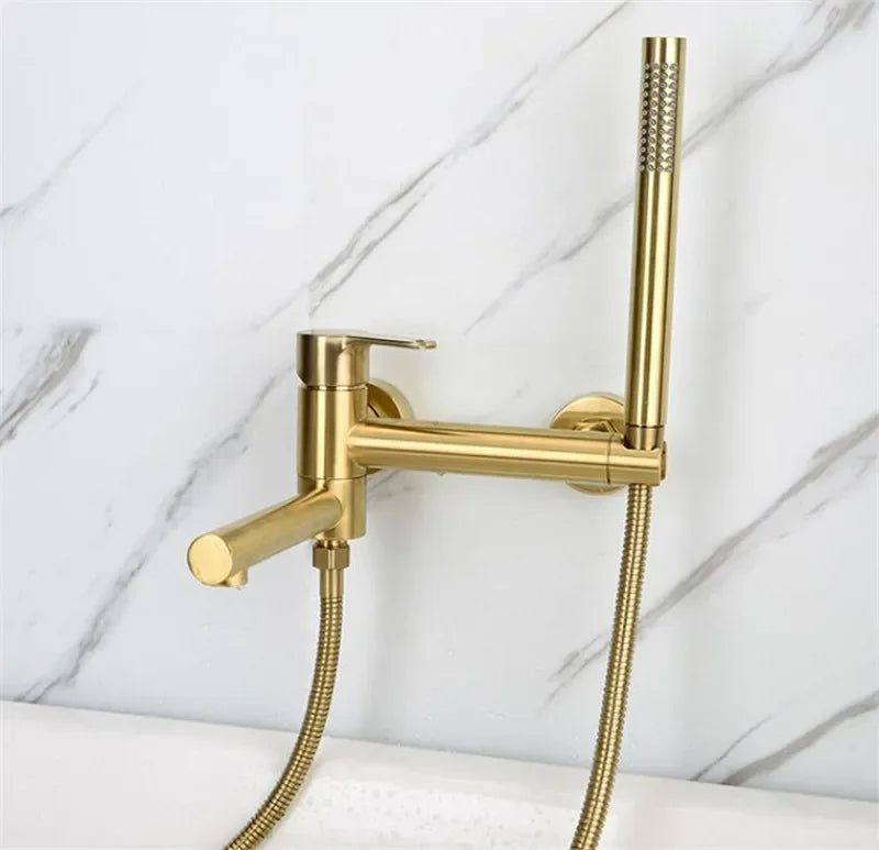 Bathtub Shower Wall Mounted Brushed Gold Rotatable Bidet