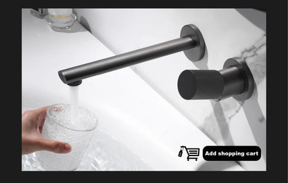 Luxury Digital Display Brass Grey Faucet Pull-Out Design