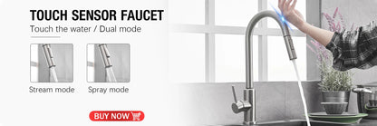 Smart Touch Sensor Sink Faucet Brushed Nickel Pull