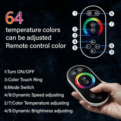 Black Led Thermostatic Bathroom Shower Faucet Rain Waterfall