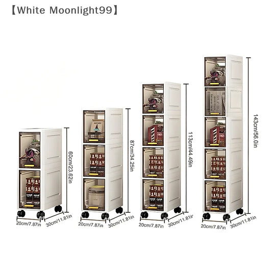 White Foldable Storage Cabinet Bathroom Organizer Slim Cabinet