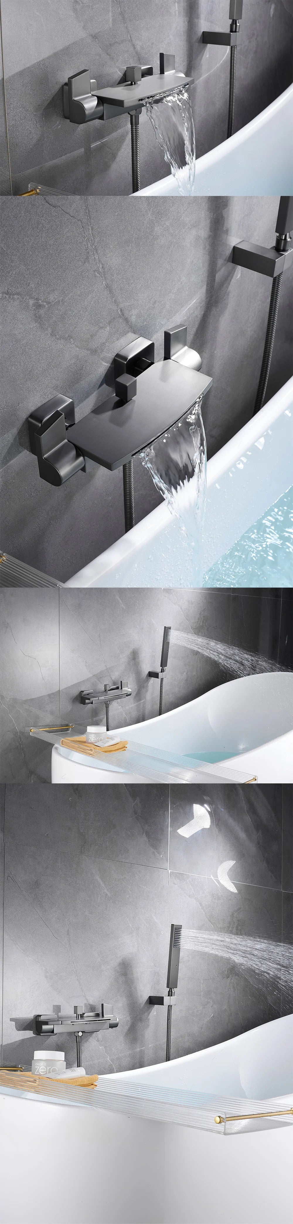 Modern Luxury Waterfall Bathtub Faucet Wall Mounted Bath