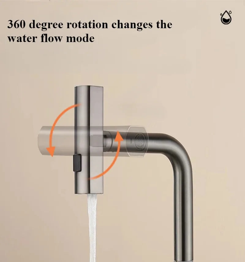 Gun Metal Gray Pull Out Faucet Ledtemperature Display
