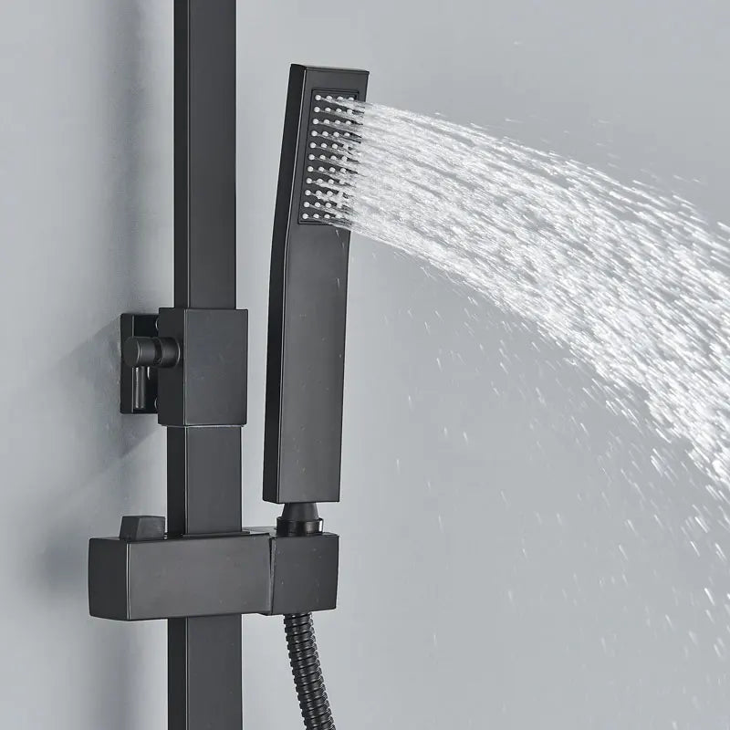 Black Thermostatic Shower Faucets Digital Display Screen Cold