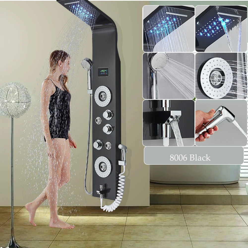Led Shower Panel Six Functions Waterfall Shower Panel