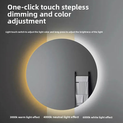 Mirror Round Mirror Wall-Mounted Smart Bathroom Mirror Led