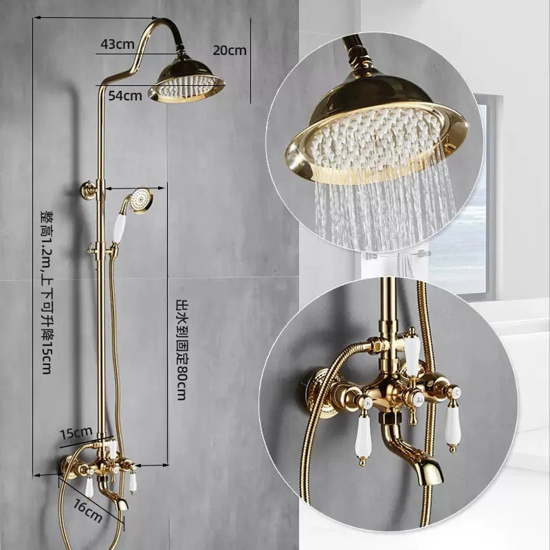 Vintage French Style Dual Handle Tub Faucet Shower