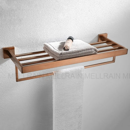 Brushed Rose Gold Towel Rack Robe Hook Bathroom