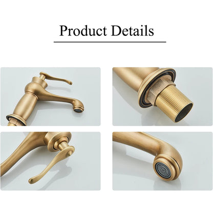 Luxurious Antique Bathroom Basin Faucet Brass Deck Mounted