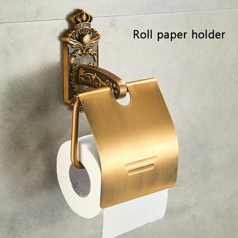 Antique Bathroom Hardware Wall-Mounted Towel Rack Toilet Brush