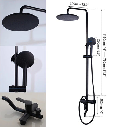 Kemaidi Matte Black Shower Wall Mounted Rainfall Shower