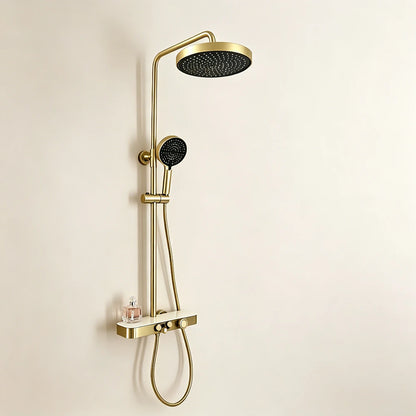 Gold Brass Shower Mixer Crane Hand Shower Wall