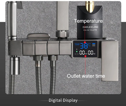 Piano Digital Display Thermostatic Bathroom Shower Cold Brass