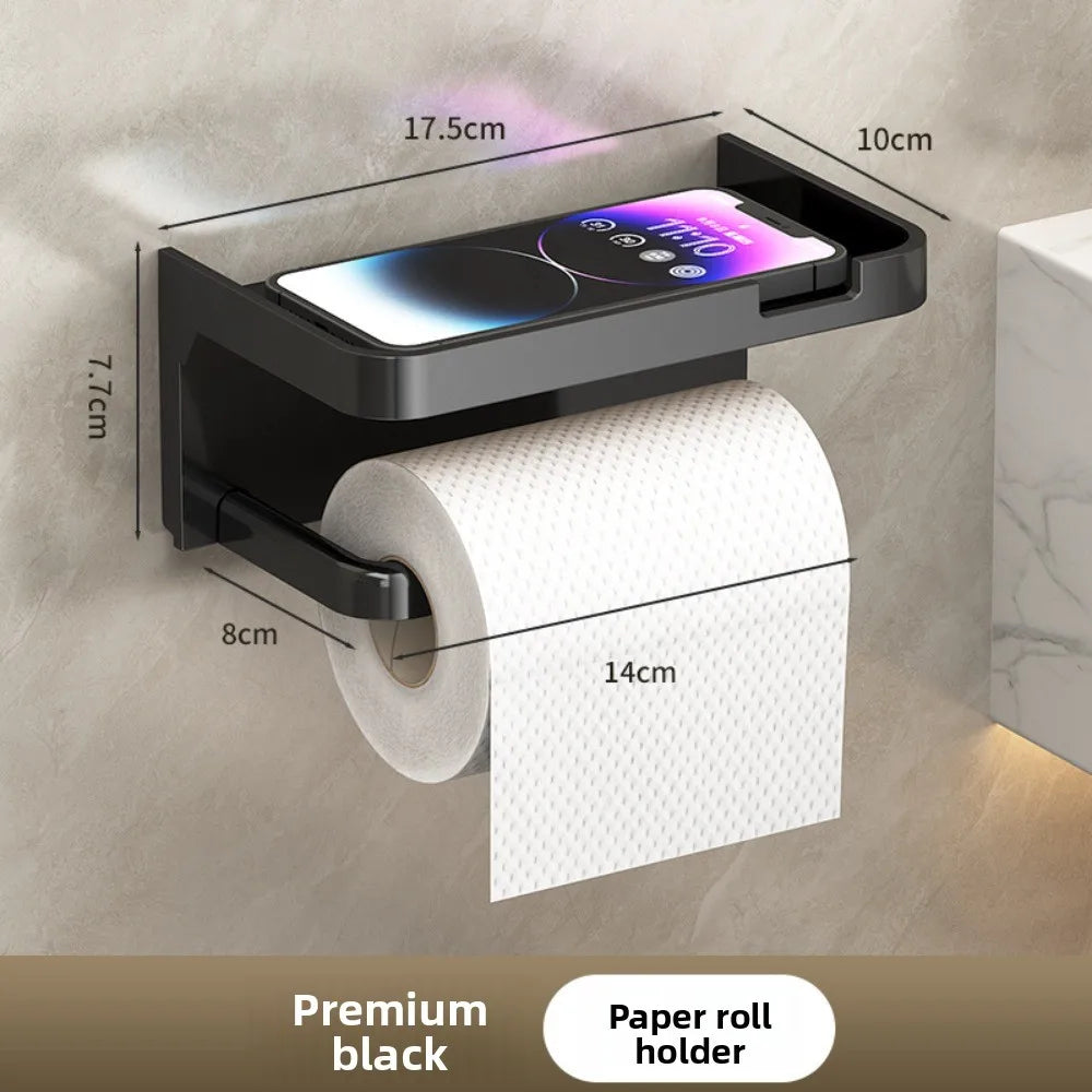 No Drill Toilet Paper Holder Wall Mounted Shelf