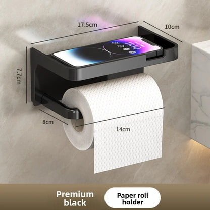 No Drill Toilet Paper Holder Wall Mounted Shelf